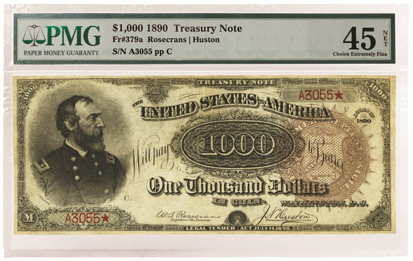 Grand Watermelon Fr-379a 1890 $1,000 Treasury Note